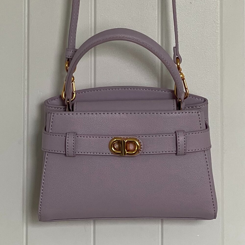 Charles & Keith Aubrielle Metallic-Buckle Top Handle Bag - Lilac